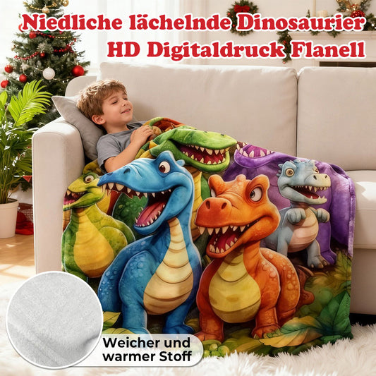 🎄Weihnachtsverkauf - 49% Rabatt🎁Niedlicher lächelnder Dinosaurier HD Digitaldruck Flanell