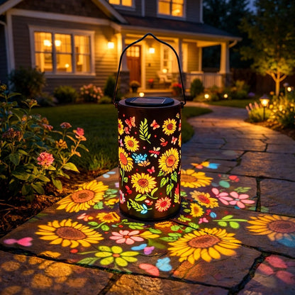 🔥 AKTION 49 % RABATT – 🌞 Bunte Sonnenblumen-Lichterkette mit Solar-Gartenlaterne